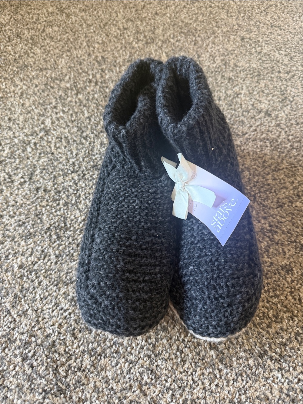 Cozy Knit Bootie Slippers - Charcoal Gray - Picture 1 of 3